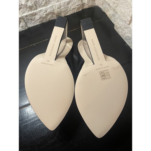 Good American Black Pointed Toe Black Wedge Transparent Heels Sz 10 - Picture 8 of 8